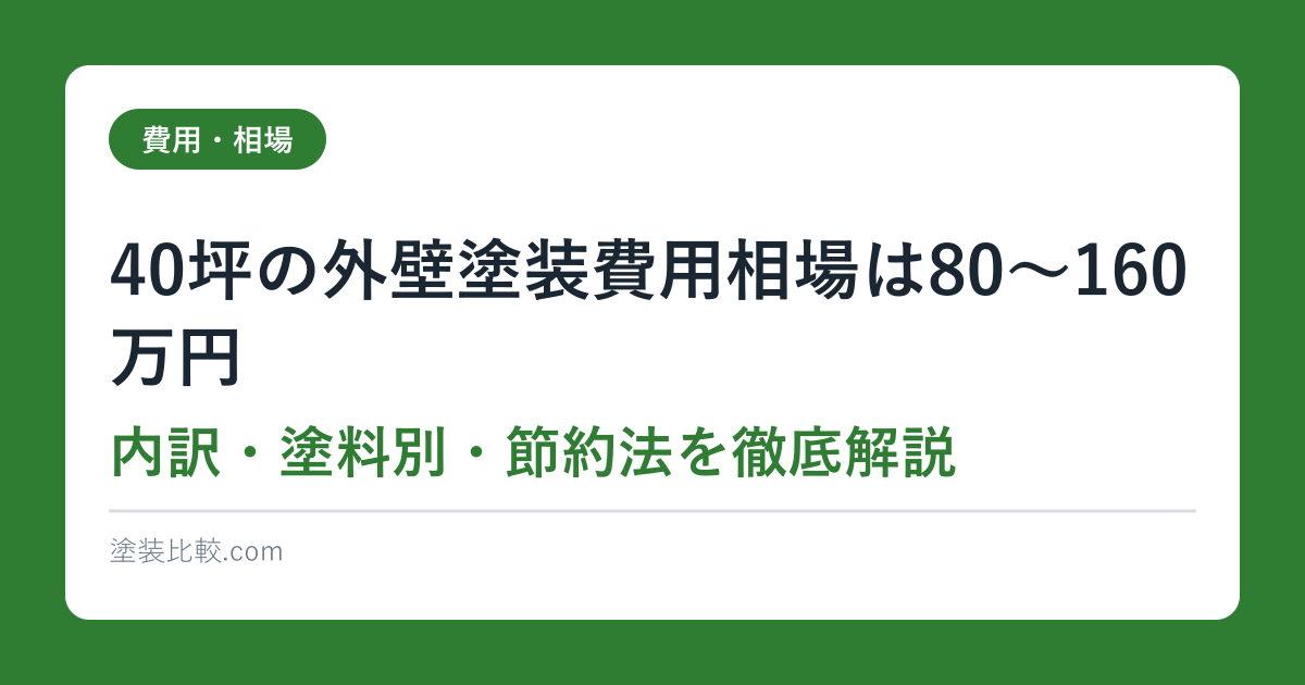 40坪の外壁塗装費用相場は80〜160万円｜内訳・塗料別・節約法を徹底解説